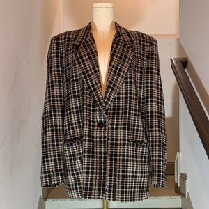 Wool Plaid Blazer Jacket